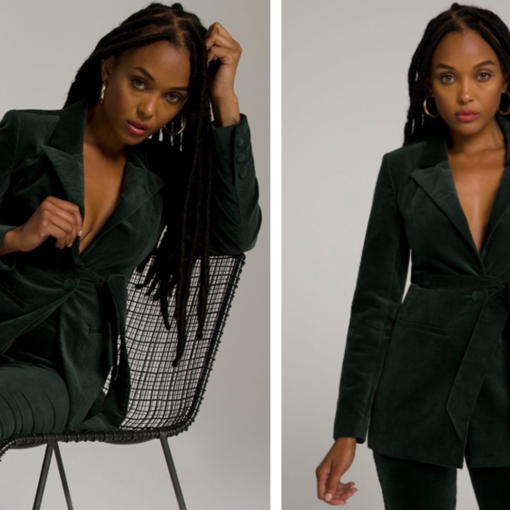NWT Good American Emerald Green Velvet Blazer